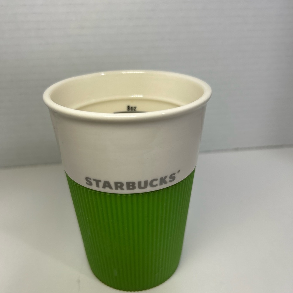 STARBUCKS Insulated Tumbler Green 8oz Silicone Grip 2012 Travel Coffee Mug.